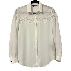 The Kooples Floral Lace Inset Blouse Womens XS Poet Romantic